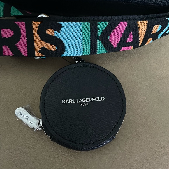 Karl Lagerfeld Black Crossbody with Multicolor Letters & Multicolor Strap - Picture 4 of 6